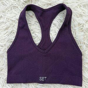 SET Active Deep Purple Ribbed Sports Bra